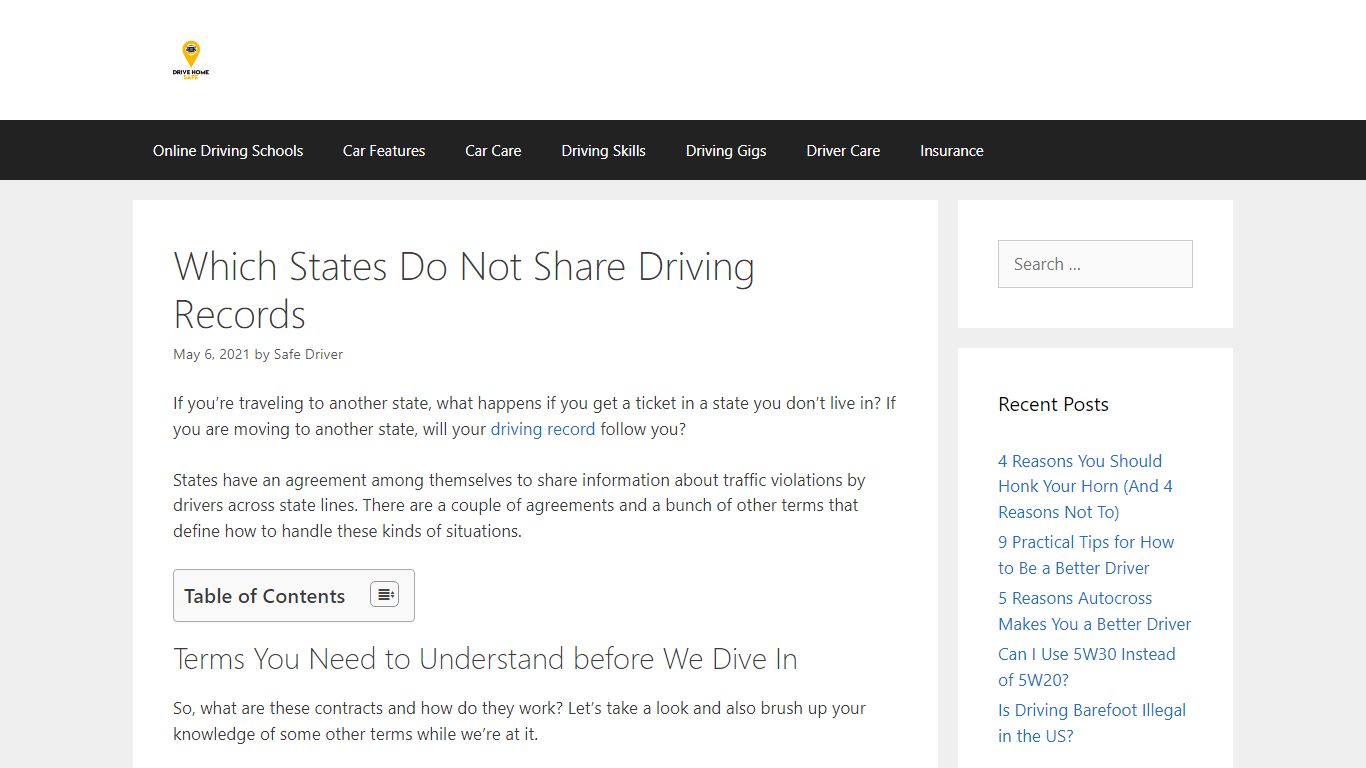 Which States Do Not Share Driving Records | Drive Home Safe